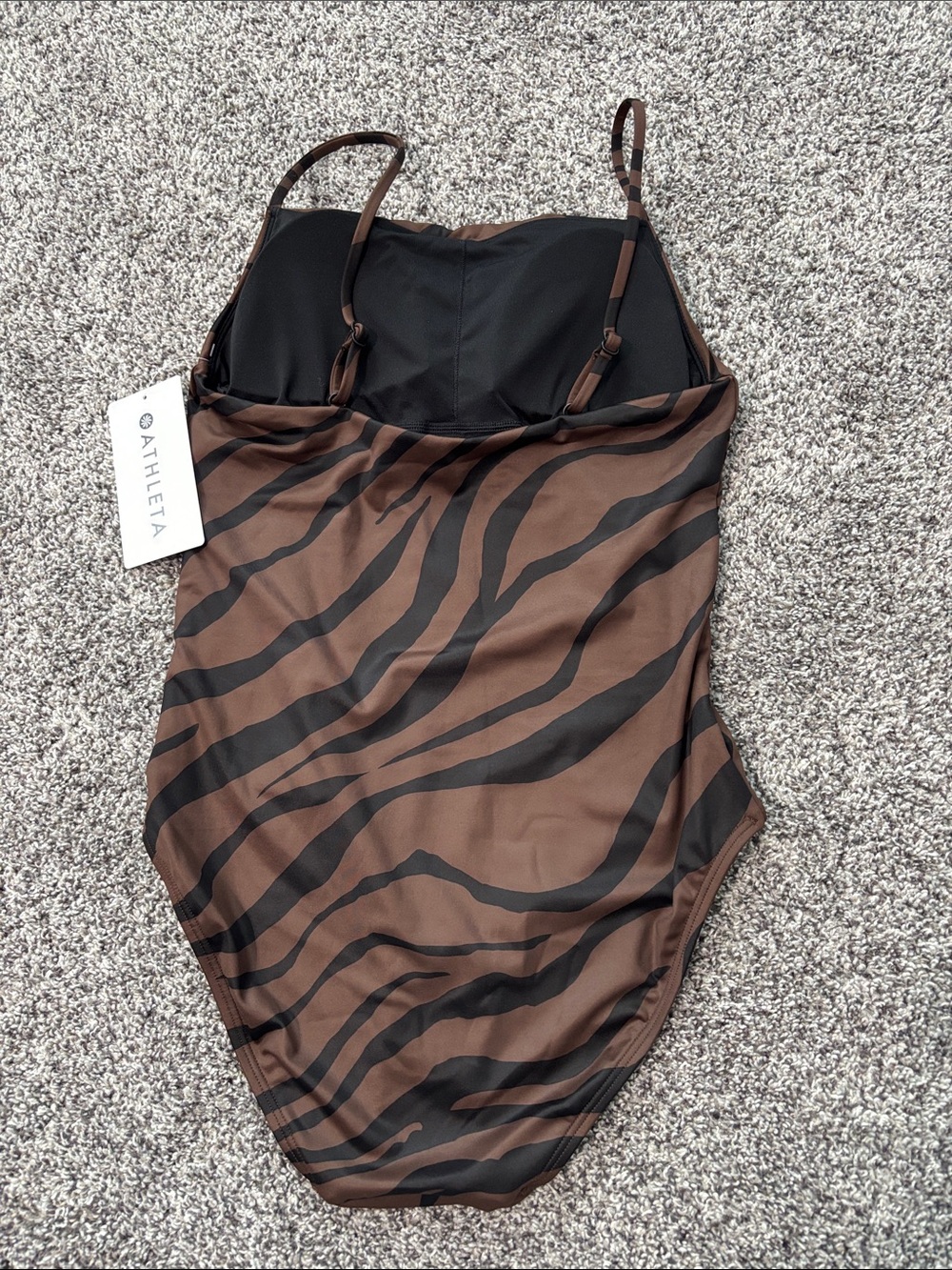 NWT Athleta Straight Neck One Piece Zebra Print Swimsuit - Picture 8 of 10